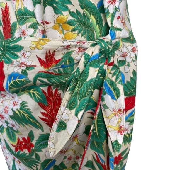 Vintage Hilo Hattie Dress Size Large Hawaiian Faux Wrap Tropical Red Blue Green - Picture 5 of 11
